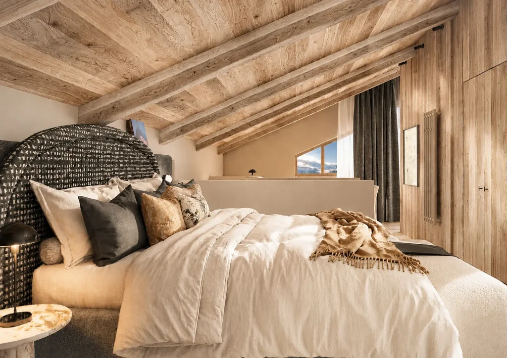 Junior Suite Duplex du Bârma Courchevel Hôtel 4 étoiles, chambre mansardée avec mezzanine